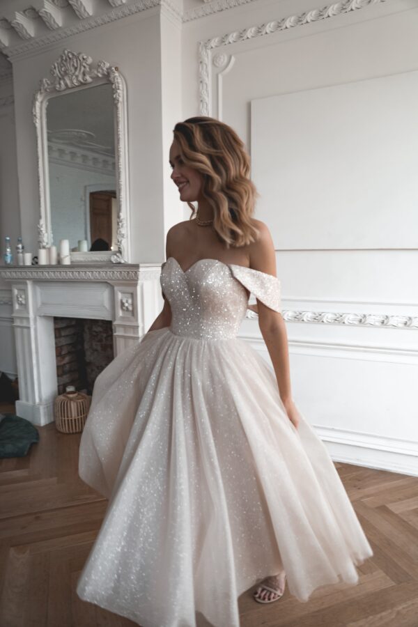 Blush Sparkly Midi Evening Dress Soul - Image 4