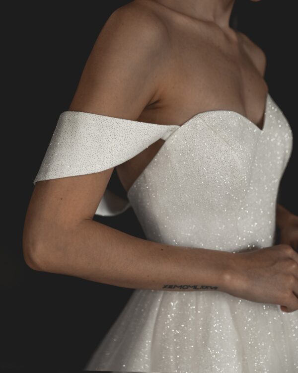 Light ivory Glitter Midi Wedding Dress Soul - Image 2