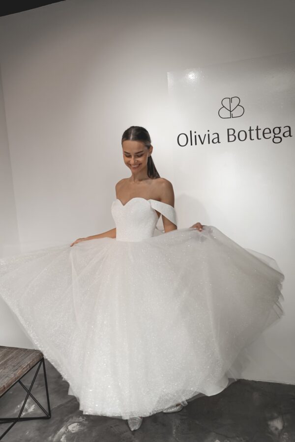 Light ivory Glitter Midi Wedding Dress Soul - Image 4