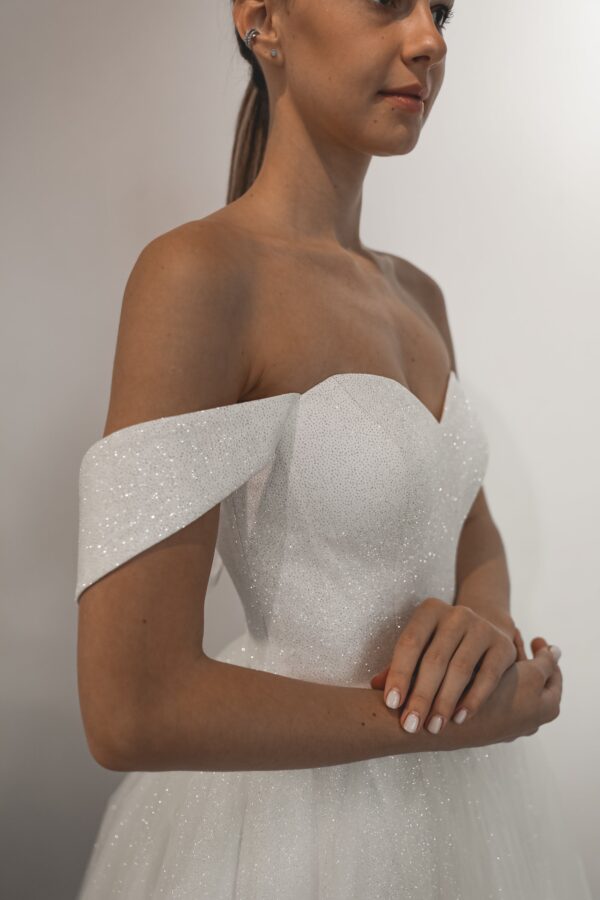 Light ivory Glitter Midi Wedding Dress Soul - Image 5