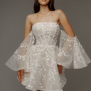 Short Floral Lace Wedding Dress Moonlit Siren