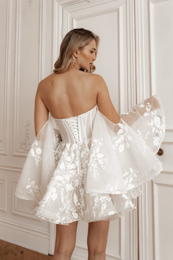 Floral Lace Wedding Dress Twilight Muse with Detachable Sleeves - Image 13