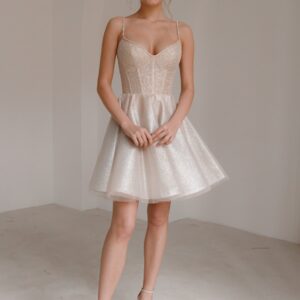 Nude Short Sparkle Evening Dress Rakel
