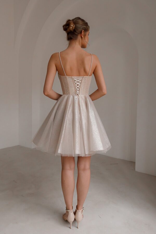 Nude Short Sparkle Evening Dress Rakel - Image 3