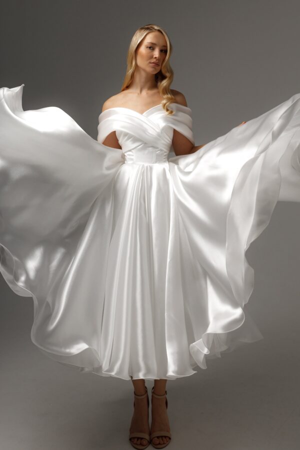 Organza Tea Length Wedding Dress Beatrice - Image 2