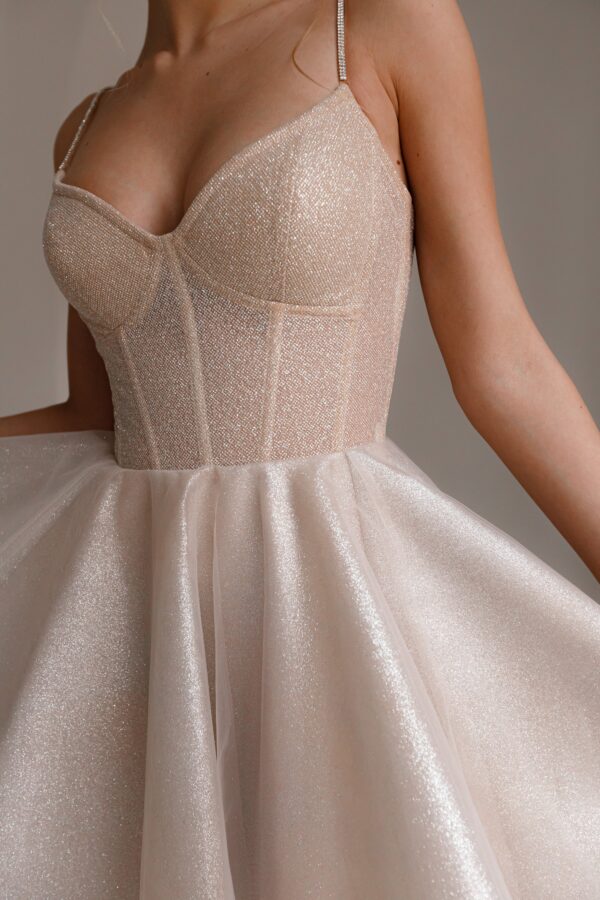 Nude Short Sparkle Evening Dress Rakel - Image 2