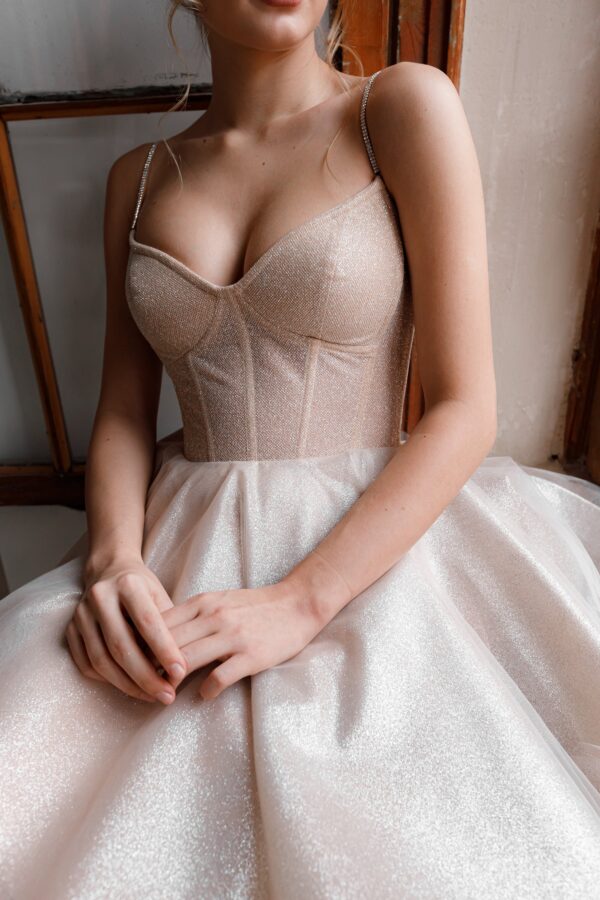Nude Short Sparkle Evening Dress Rakel - Image 6