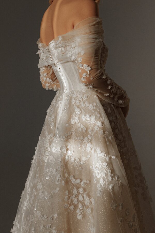Floral Lace Wedding Dress Betty with Detachable Bolero - Image 7