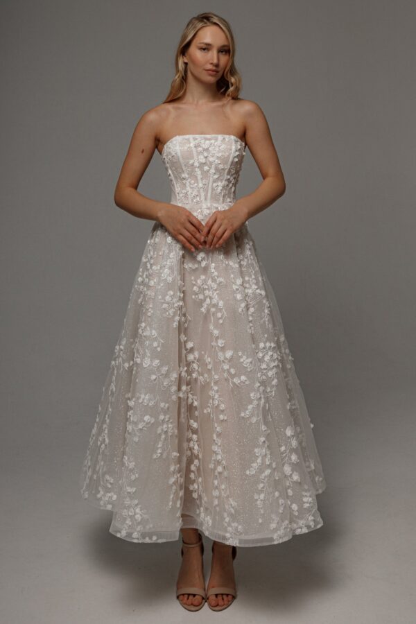 Floral Lace Wedding Dress Betty with Detachable Bolero - Image 2