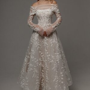 Floral Lace Wedding Dress Betty with Detachable Bolero