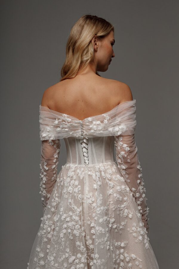 Floral Lace Wedding Dress Betty with Detachable Bolero - Image 18