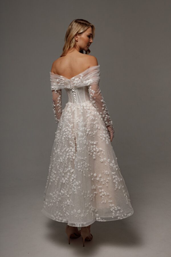 Floral Lace Wedding Dress Betty with Detachable Bolero - Image 4