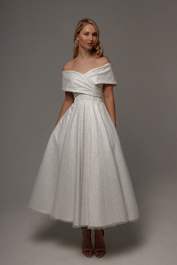Sparkly Tea Length Wedding Dress Abril - Image 9