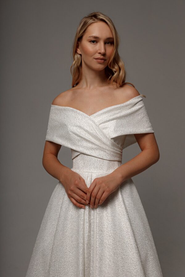 Sparkly Tea Length Wedding Dress Abril - Image 5