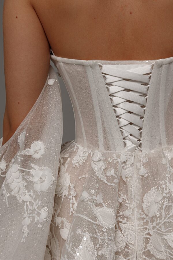 Floral Lace Wedding Dress Twilight Muse with Detachable Sleeves - Image 8