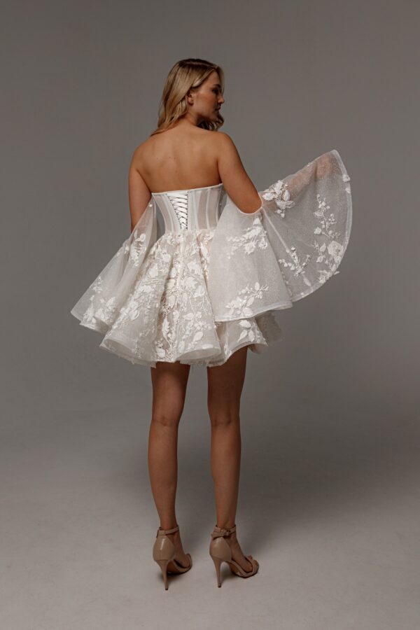 Floral Lace Wedding Dress Twilight Muse with Detachable Sleeves - Image 9