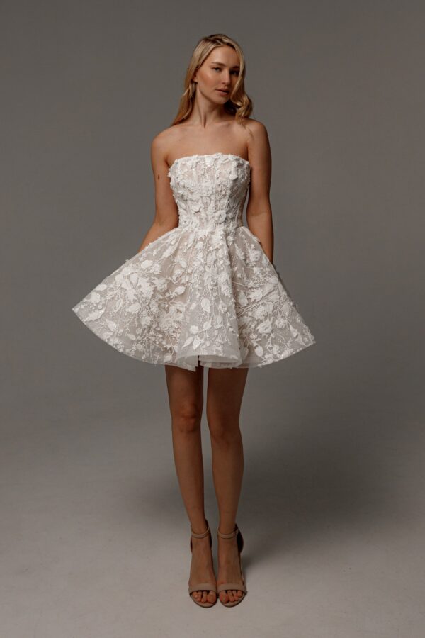 Floral Lace Wedding Dress Twilight Muse with Detachable Sleeves - Image 5