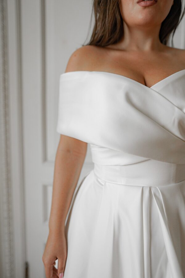 Plus Size Satin Midi Wedding Dress Cameron - Image 6