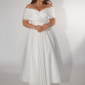 Plus Size Satin Midi Wedding Dress Cameron
