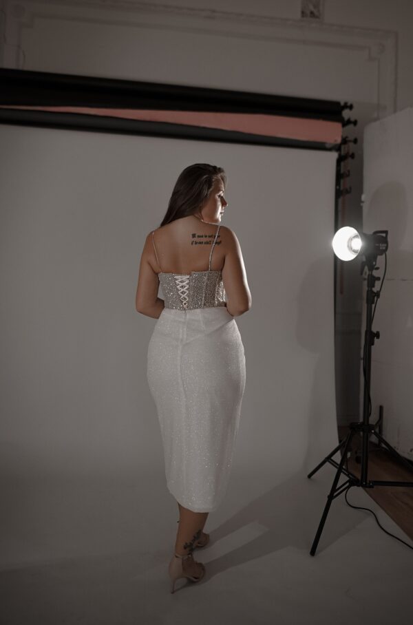 Plus Size Midi Sparkly Wedding Dress Madonna - Image 3