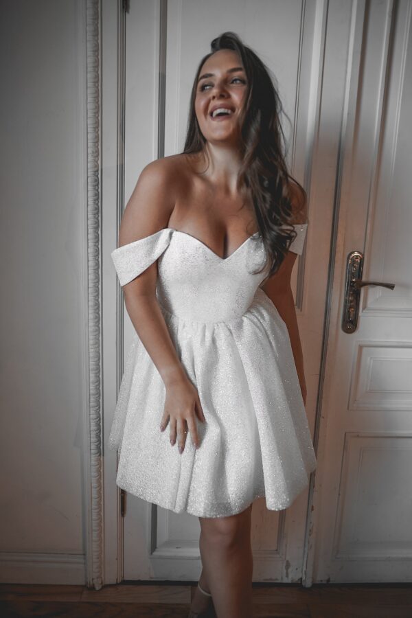 Plus Size Short Sparkly Wedding Dress Milana - Image 4