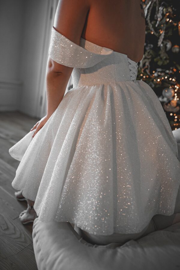 Plus Size Short Sparkly Wedding Dress Milana - Image 7