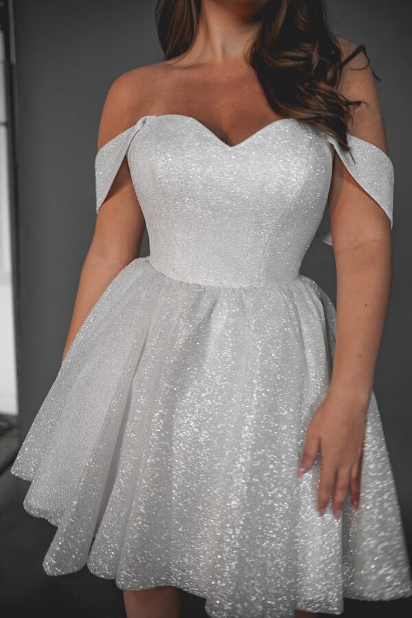 Plus Size Short Sparkly Wedding Dress Milana - Image 3