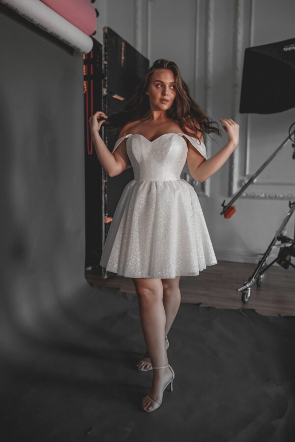 Plus Size Short Sparkly Wedding Dress Milana - Image 8