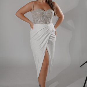 Plus Size Midi Sparkly Wedding Dress Madonna