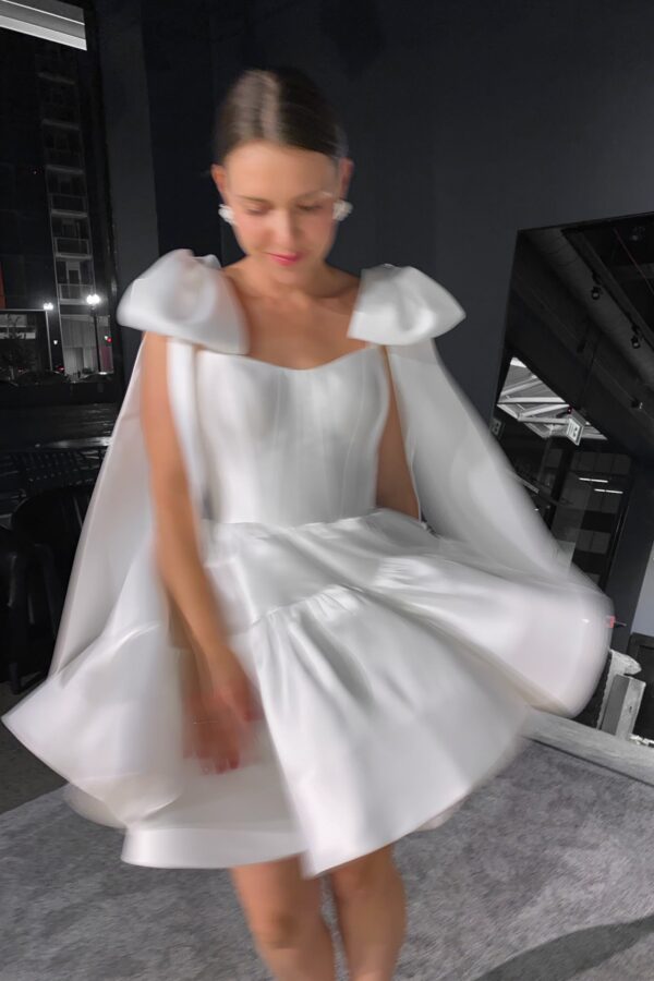 Mikado Wedding Dress Dixie 2 with Straps - Image 4