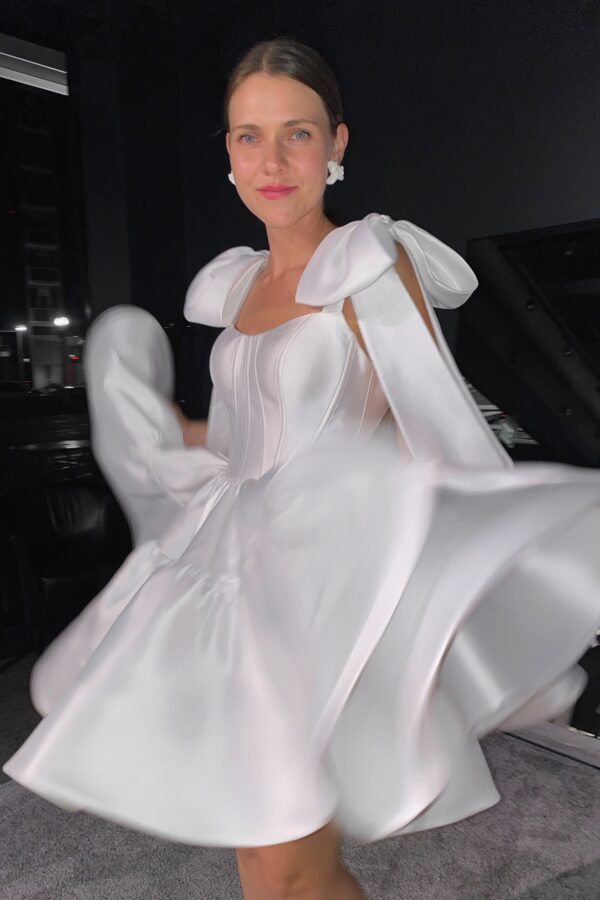 Mikado Wedding Dress Dixie 2 with Straps - Image 5