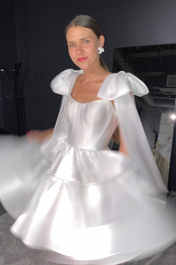 Mikado Wedding Dress Dixie 2 with Straps - Image 2