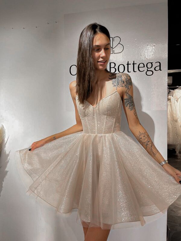 Nude Short Sparkle Evening Dress Rakel - Image 8