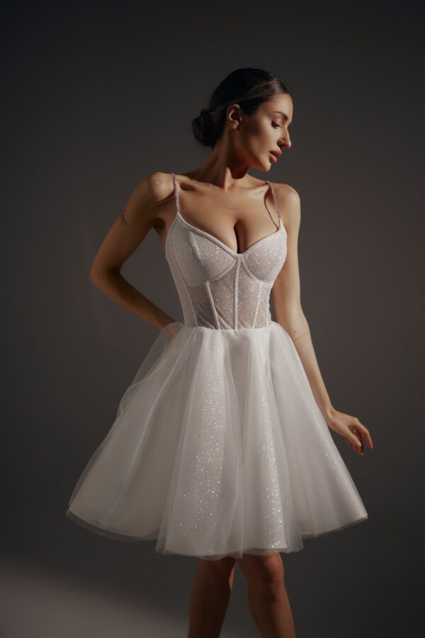 Shiny Short Wedding & Evening Dress Rakel - Image 2