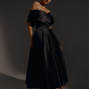 Black Satin Midi Dress Cameron