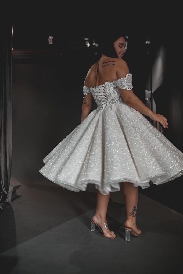 Tea Length Plus Size Lace Wedding Dress Elise - Image 10