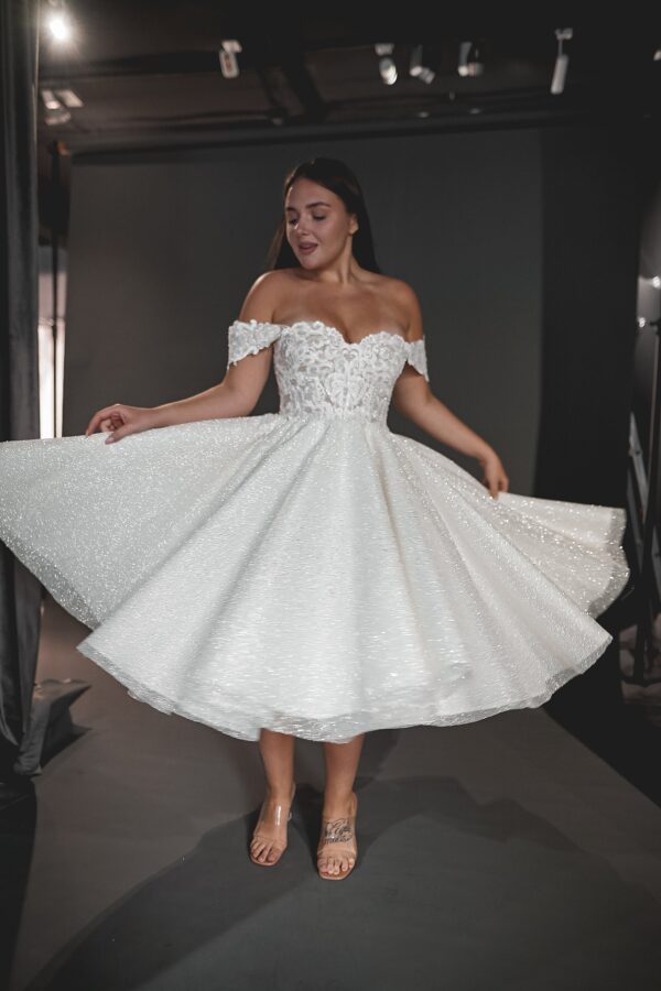 Tea Length Plus Size Lace Wedding Dress Elise - Image 5