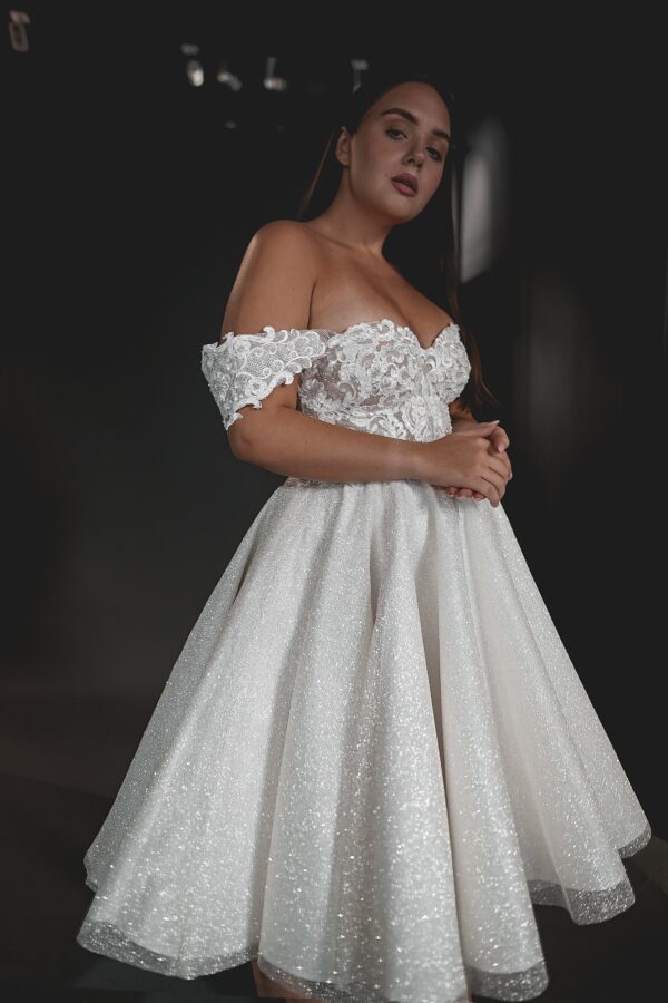 Tea Length Plus Size Lace Wedding Dress Elise - Image 7