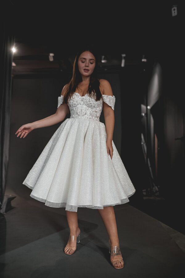 Tea Length Plus Size Lace Wedding Dress Elise - Image 13