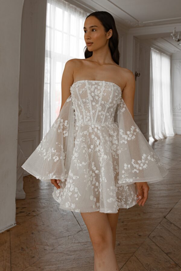 Short Floral Lace Wedding Dress Moonlit Siren - Image 10