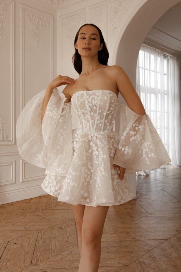Short Floral Lace Wedding Dress Moonlit Siren - Image 8