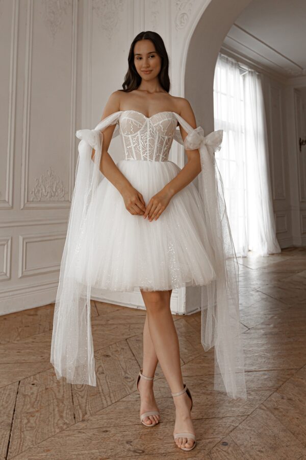 Short Wedding Dress Helena with Detachable Straps - Image 9
