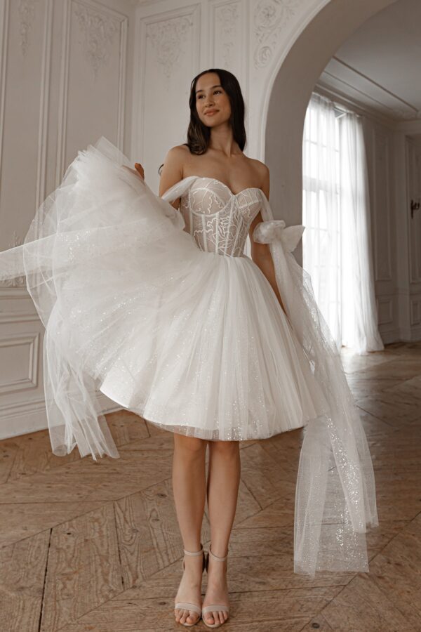 Short Wedding Dress Helena with Detachable Straps - Image 11