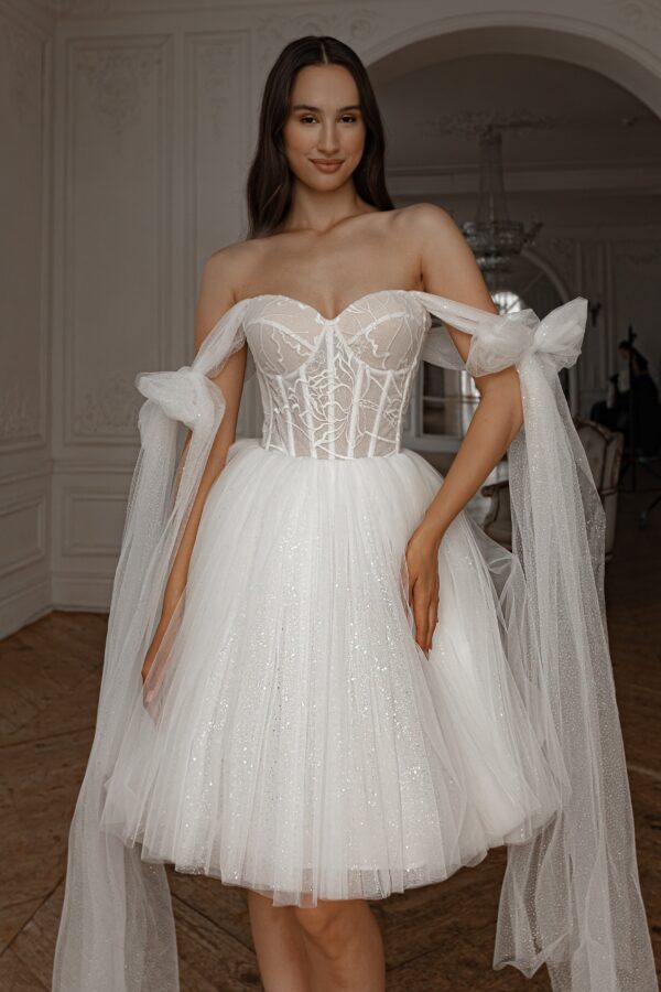 Short Wedding Dress Helena with Detachable Straps - Image 12