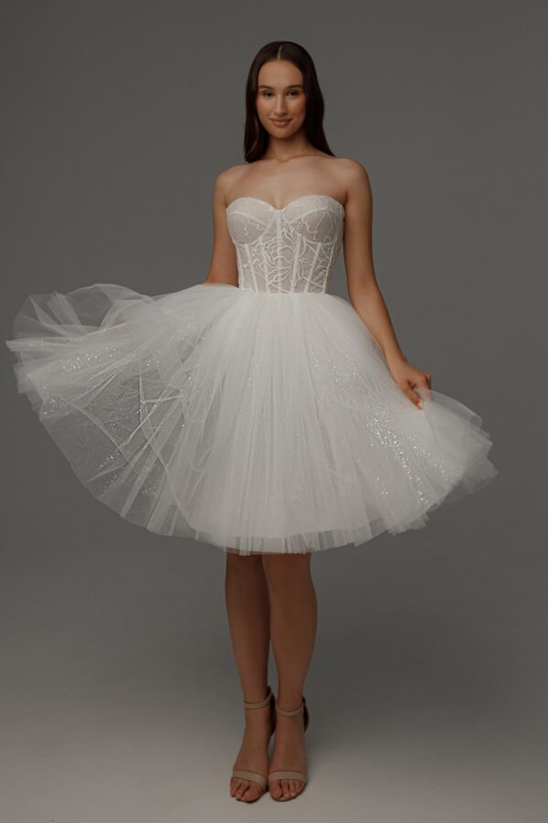 Short Wedding Dress Helena with Detachable Straps - Image 2