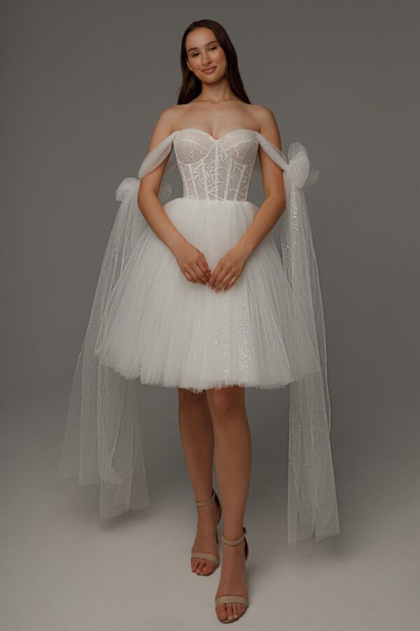 Short Wedding Dress Helena with Detachable Straps - Image 13