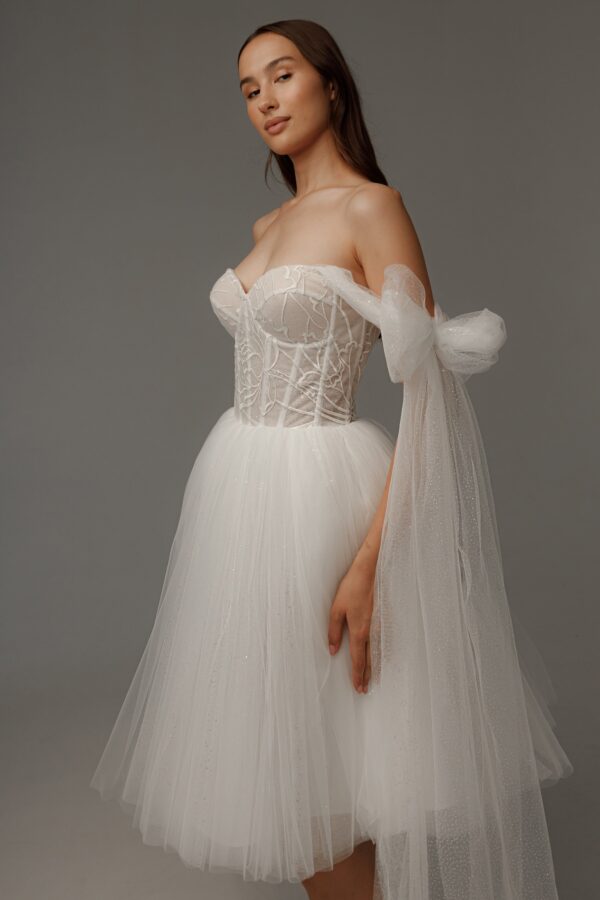 Short Wedding Dress Helena with Detachable Straps - Image 15