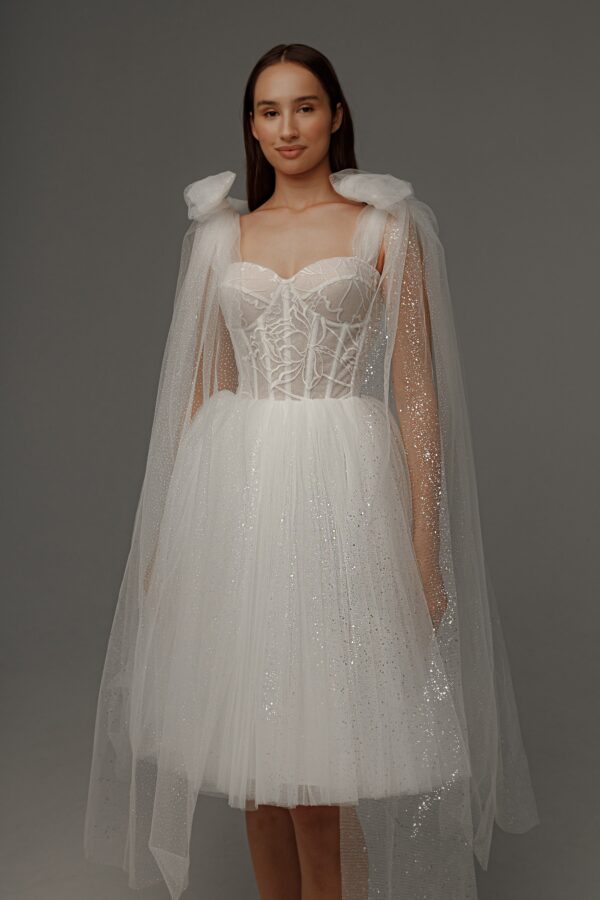 Short Wedding Dress Helena with Detachable Straps - Image 8