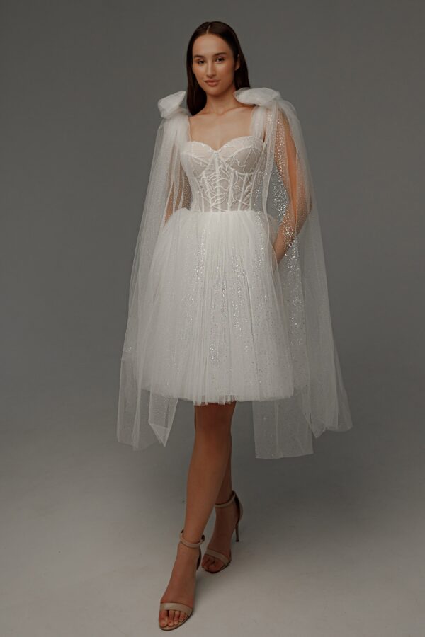 Short Wedding Dress Helena with Detachable Straps