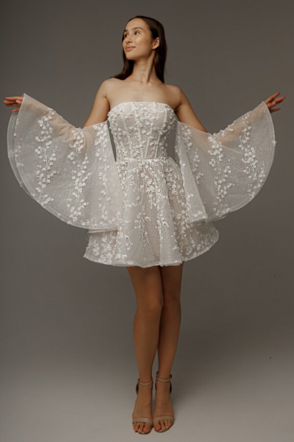 Short Floral Lace Wedding Dress Moonlit Siren - Image 6